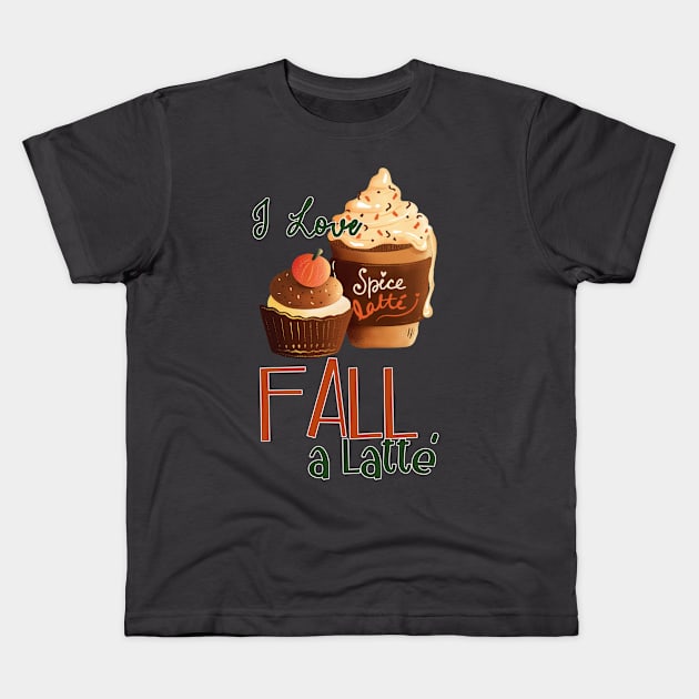 I Love Fall A Latte Coffee Lovers Kids T-Shirt by 4Craig